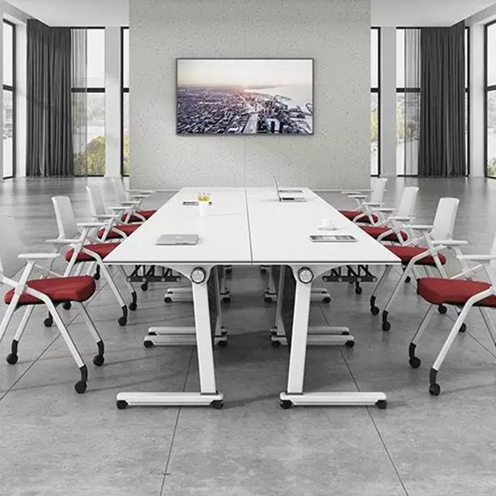 Tragbarer, klappbarer Konferenztisch mit feststellbaren Rollen für Besprechungs- und Schulungsräume – einfacher Aufbau und Mobilität – ideal für Büro und Veranstaltungen