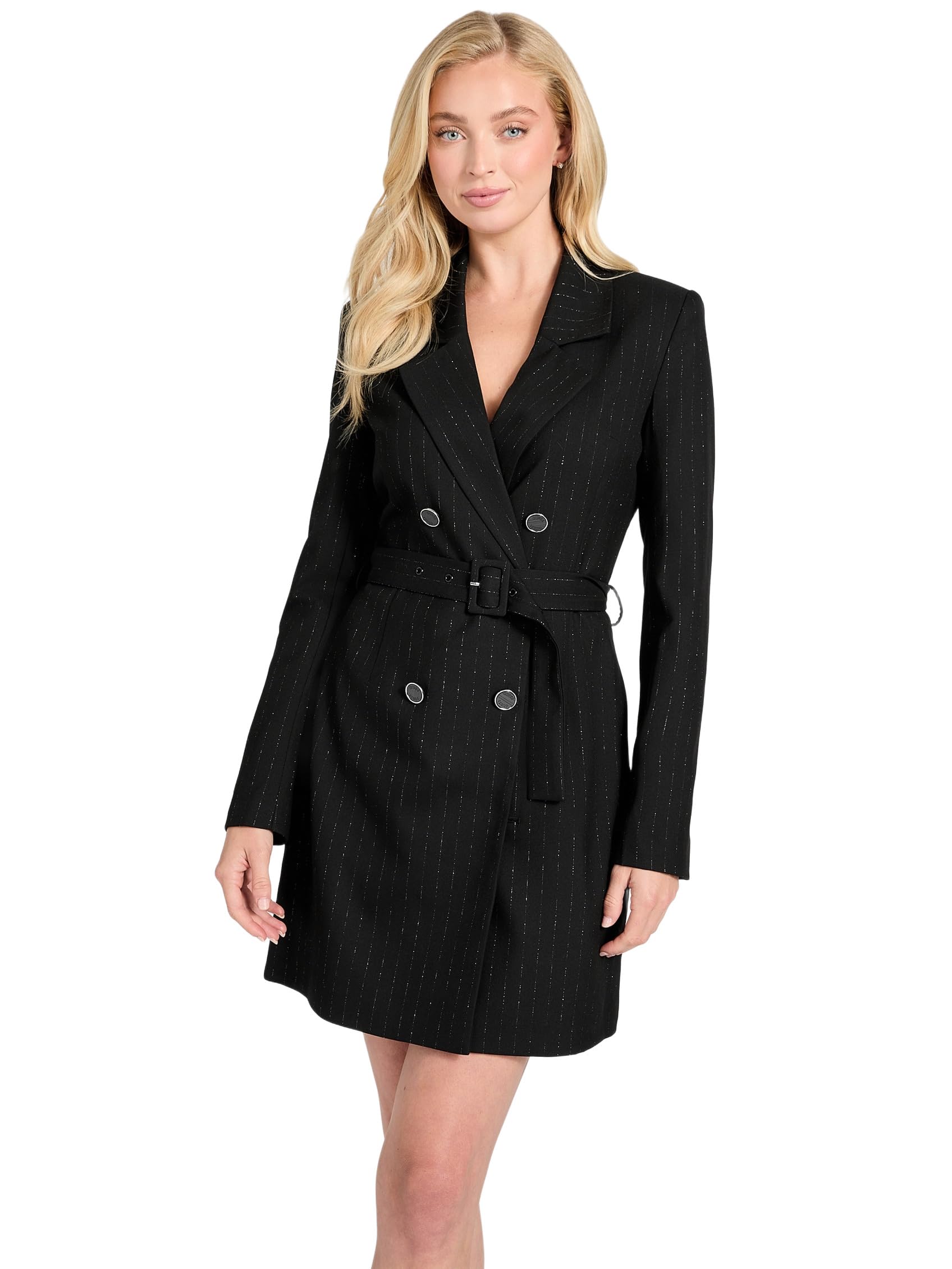 Guess Womens Eco Long Sleeve Zanita Stripe Blazer Dress