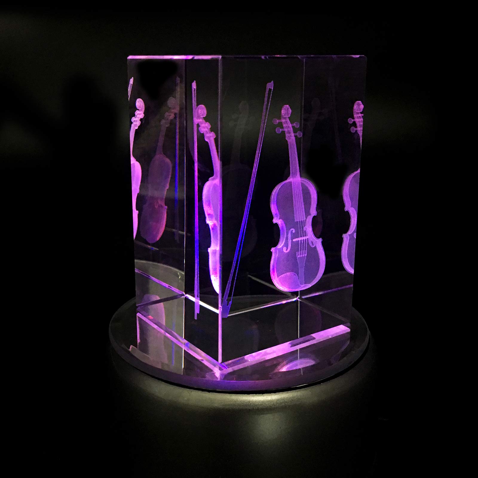 XINDAM 3D Violin Paperweight Laser Etched in Crystal Glass Cube Music for Graduation Christmas Birthday Valentine's Day