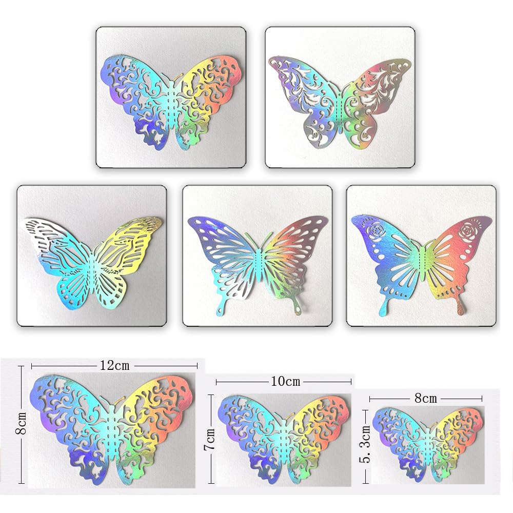 CAYUDEN 24 Stuks Vlinder Muurstickers 3D sticker spiegel vlinder,met Kleefpunten Vlinders Stickers voor muurschilderingenDecoratie 3D Art Muursticker