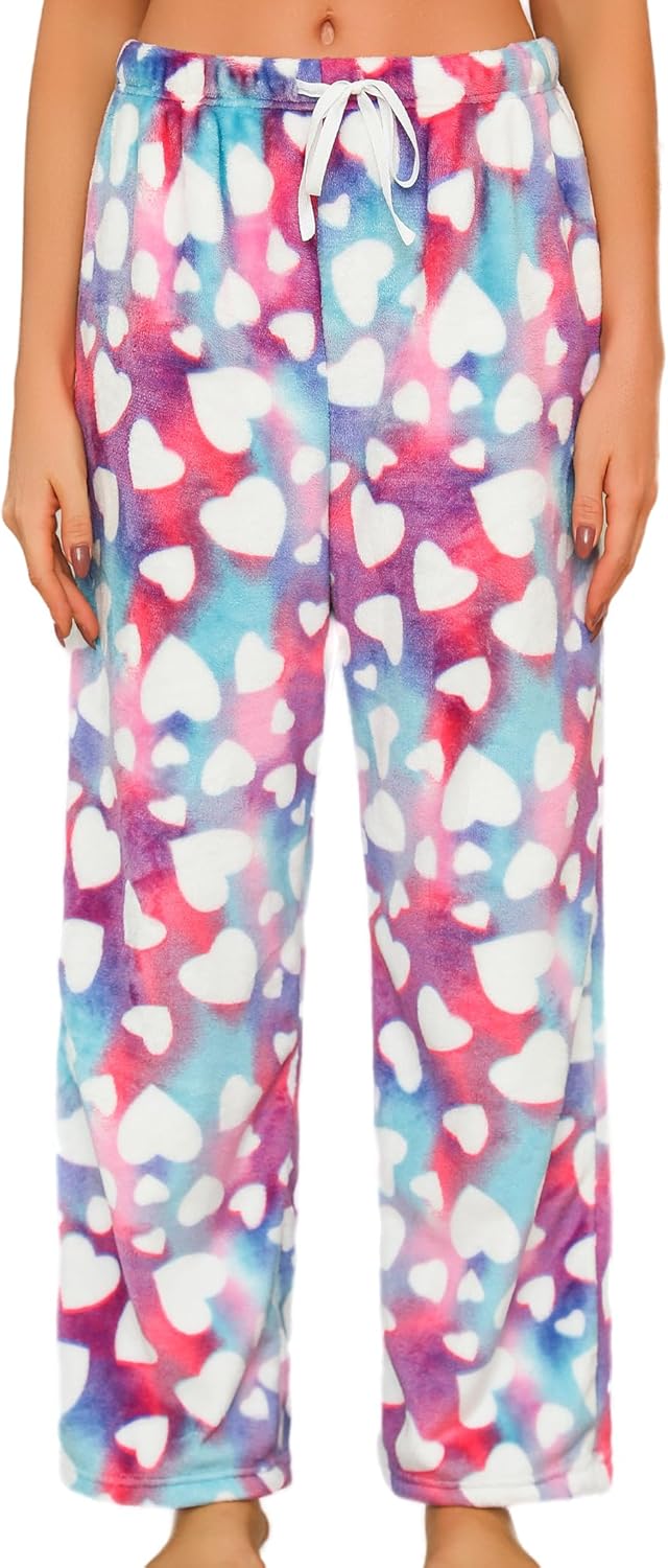 ENJOYNIGHT Women Fleece Pajama Pant Fluffy Sleep Bottoms Plush Lounge Sleep Pants