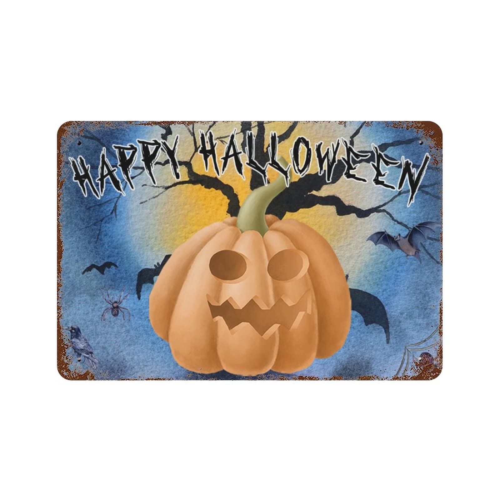 Panneau en métal Happy Halloween sculpté durable pour aménagement de jardin chic