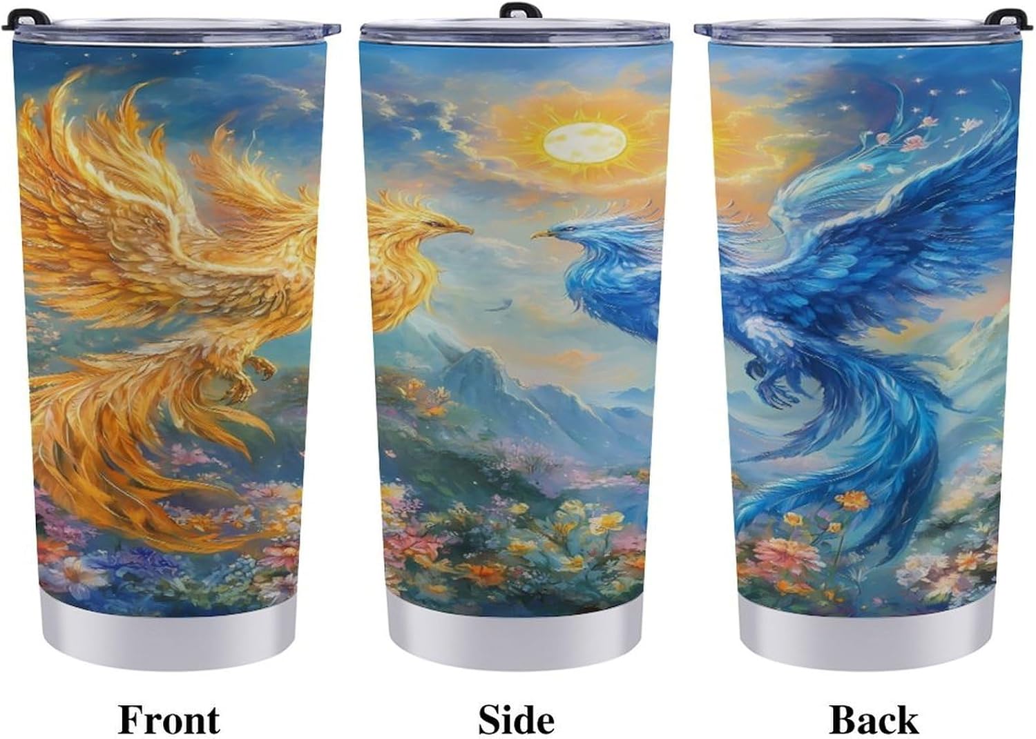 Phoenixes Travel Coffee Mug Stainless Steel Insulated Tumbler Water Bottle Tea Cup for Home Office