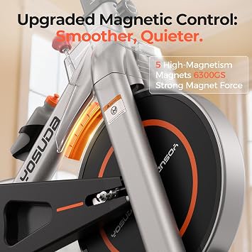 YOSUDA Exercise Bike, Brake Pad Stationary Bike for Home with Exclusive App, Magnetic Indoor Cycling Bike with 300 lb Weight Capacity, Low Noise, Tablet Holder and Fitness Courses for Weight Loss