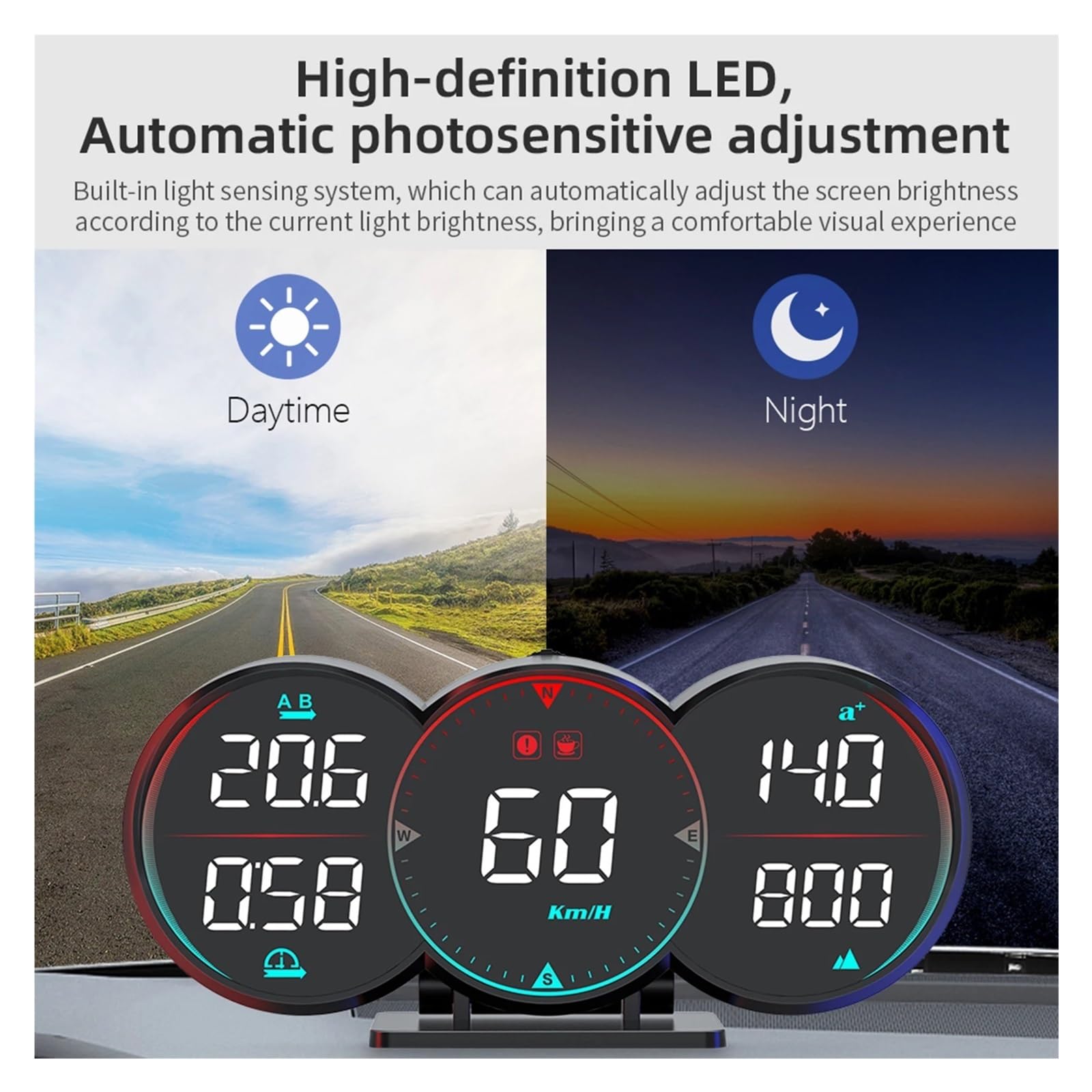 Pantalla Frontal For Coches, Velocímetro Digital GPS Universal De 5 Pulgadas Con Brújula De Velocidad, Dirección, Fatiga para todos los vehículos
