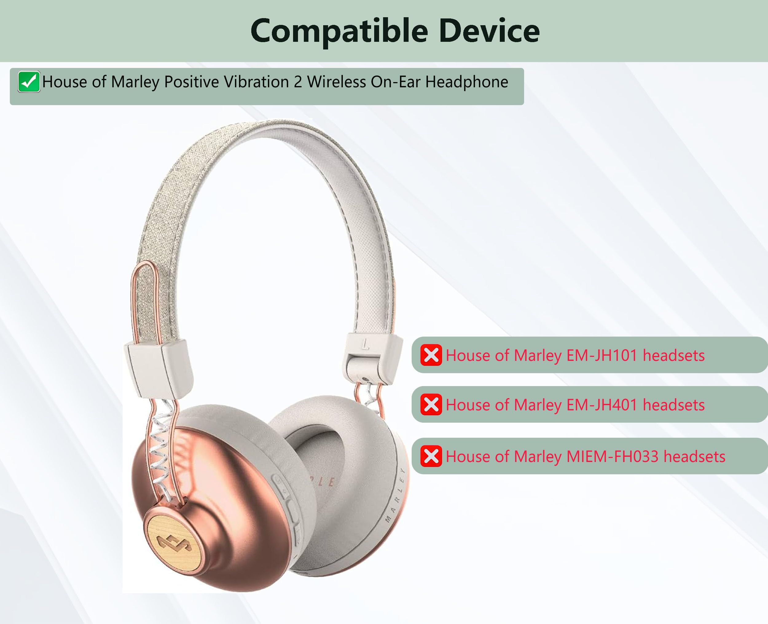 XRHTONG Ersatz-Ohrpolster Für House Of Marley Positive Vibration XL Kopfhörer – Aus Proteinleder & Memory Foam