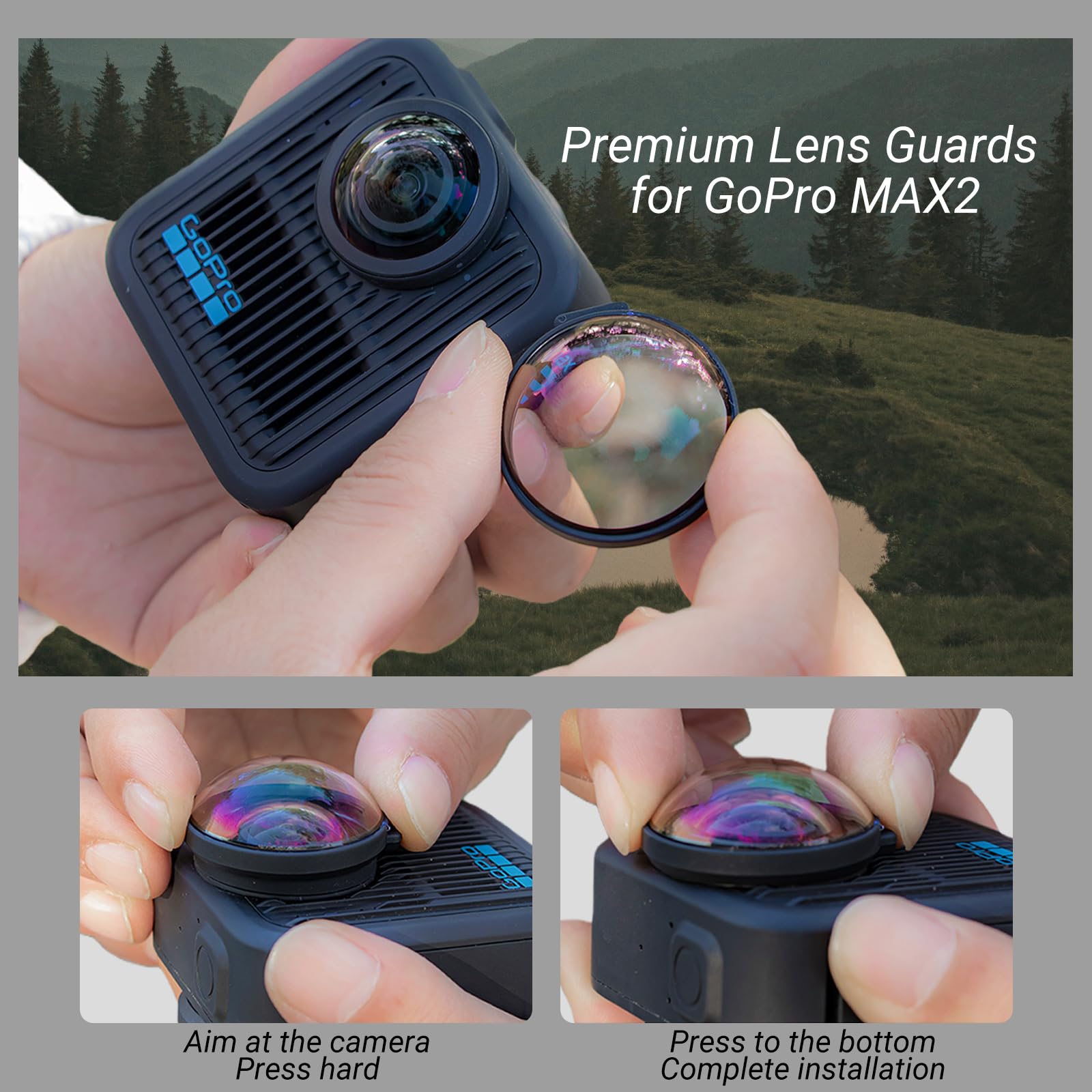 Copriobiettivo per Gopro MAX2, copriobiettivo per Go Pro MAX 2 Premium Combo Accessorie (vetro ottico)
