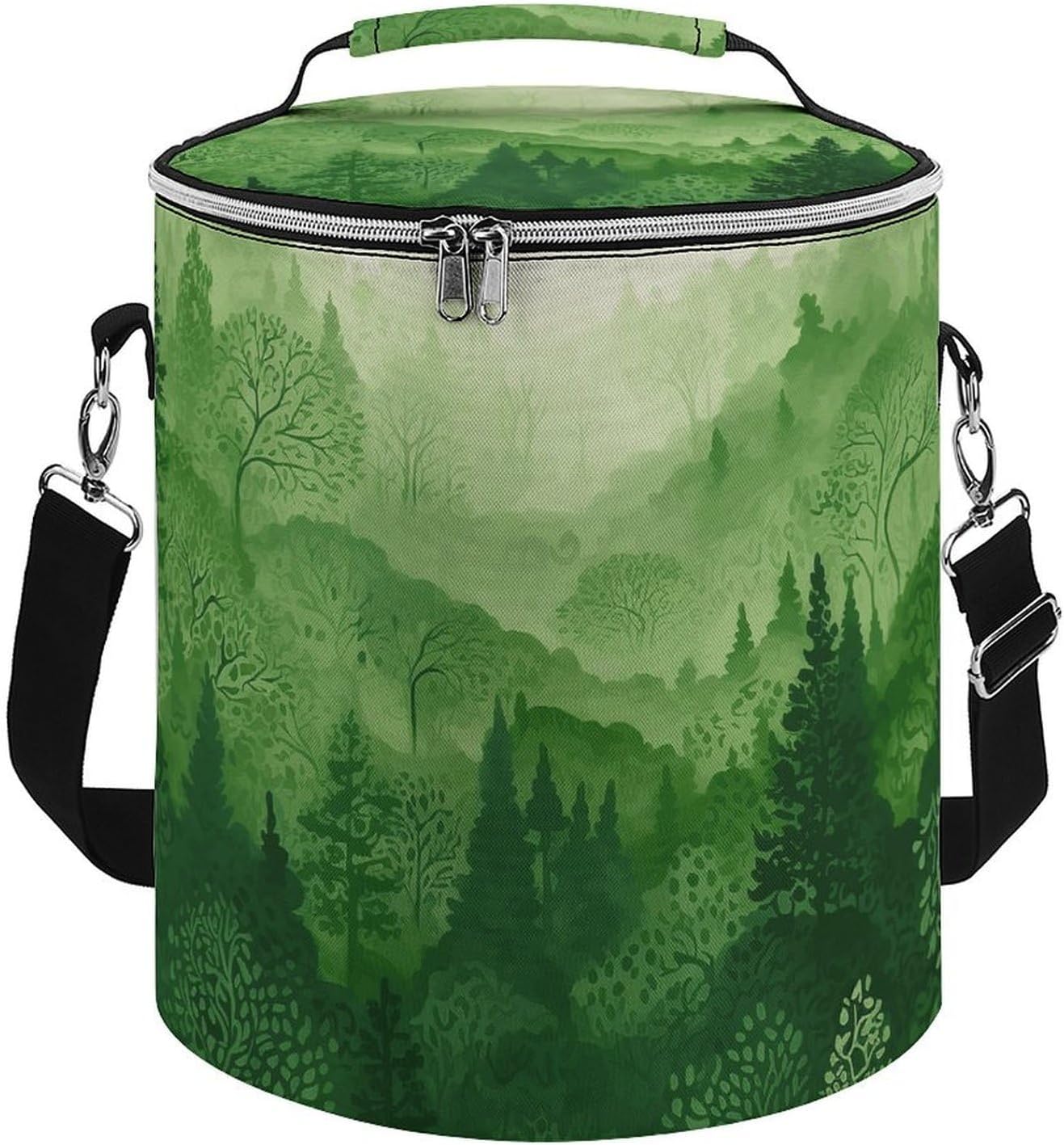 Green Forest Lunch Bag 15L, Insulated Picnic Basket with Leakproof Design - Large Cooler Tote for Camping, Beach, Hiking & Groceries