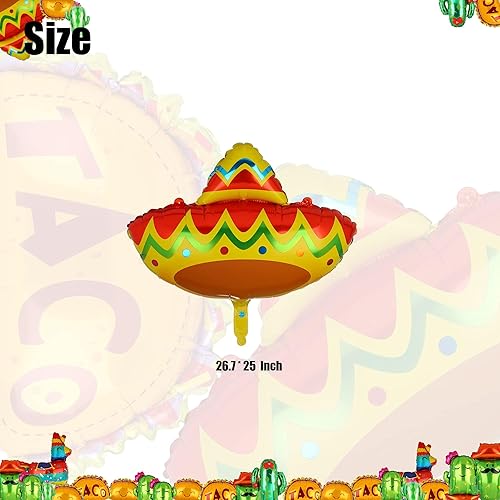 Miniatura 3 de Globo de fiesta con temática mexicana del Cinco de Mayo, globos de Mylar para cumpleaños, baby shower, taco, decoración de fiesta, 2 unidades
