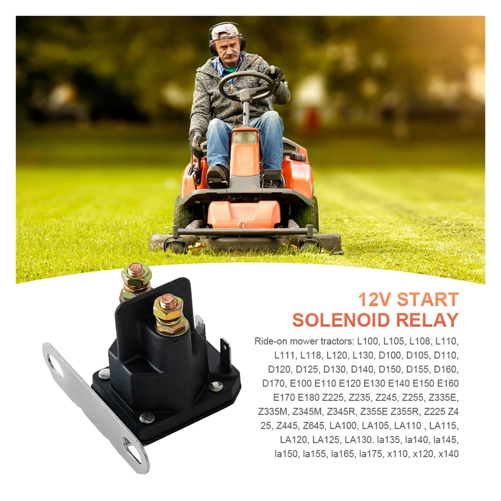 Relé de solenoide de arranque de 12 V for cortacésped, 725-04439A, 1134-2962-01, aleación de zinc 33-335, for tractor cortacésped, lancha motora.