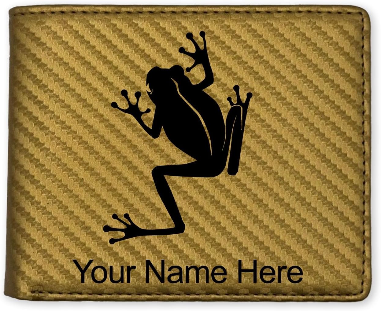 LaserGram Faux Leather Bi-Fold Wallet, Tree Frog, Personalized Engraving Included (Carbon Fiber Red)