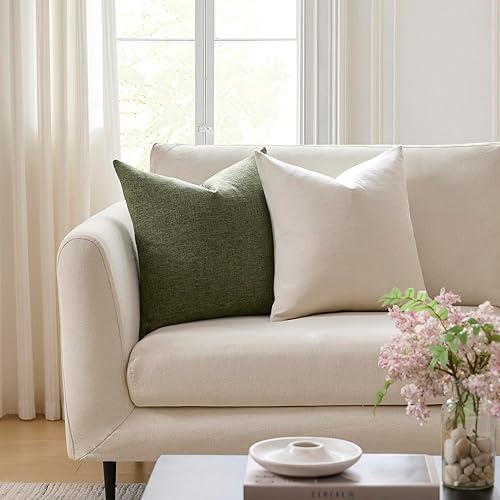 Miniatura 9 de Meekio Juego de 2 fundas de almohada de color azul de 16 x 16 pulgadas, fundas de almohada decorativas de lino con estilo bohemio y campestre para