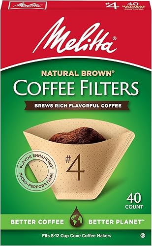 Melitta Filtros de café en cono n.º 4, marrón natural sin blanquear, 40 filtros totales, el embalaje puede variar