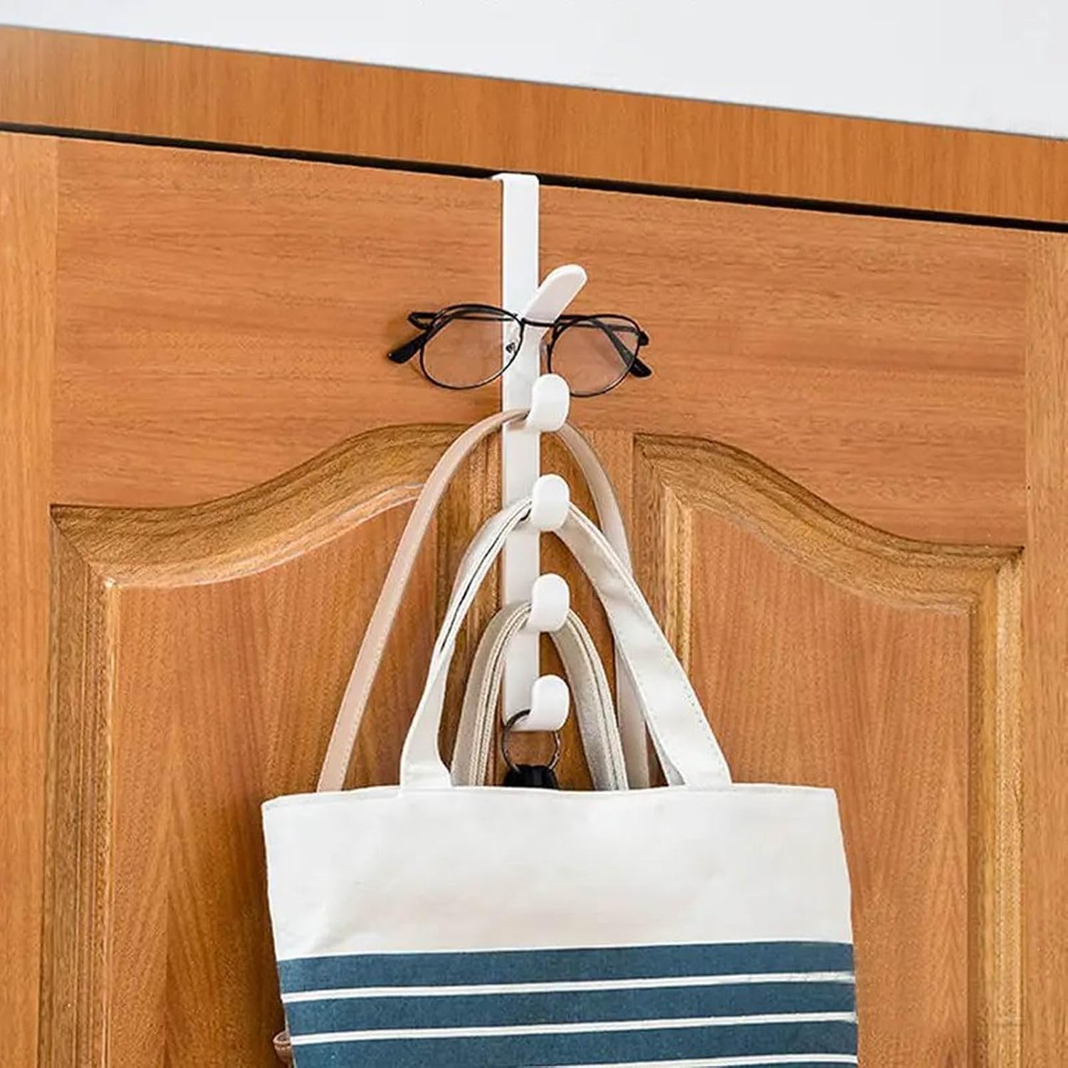 Over-The-Door Clothes Hanger – Plastic Multi-Purpose Hooks for Bags, Purses & Home Storage - White