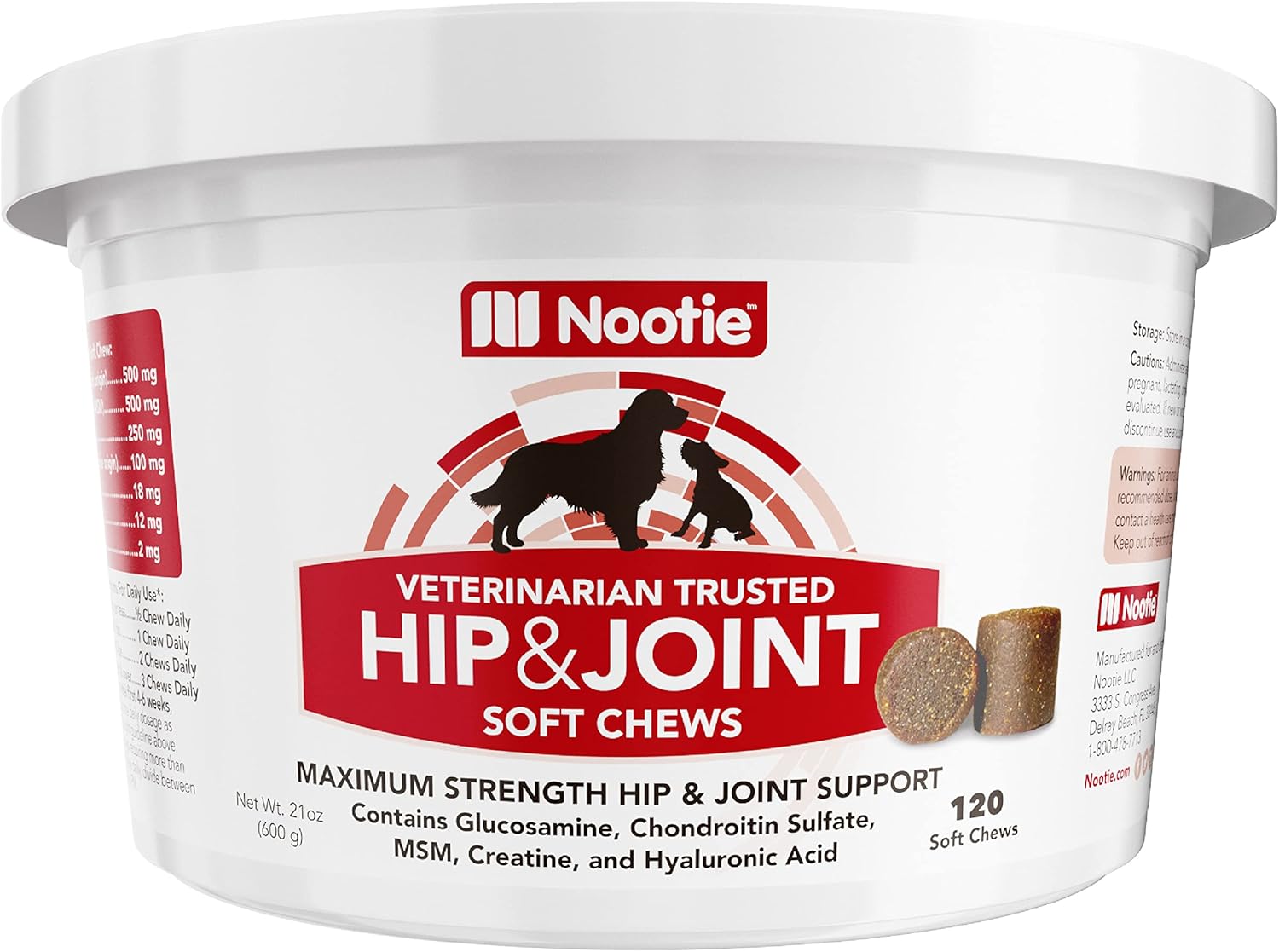 Nootie Maximum Strength Hip & Joint Soft Chews for Dogs - 120 Count
