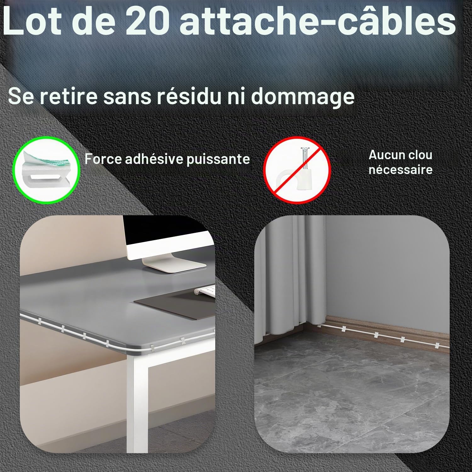 Uvital Rallonge de téléphone de 10 m, câble téléphonique avec prise RJ11 standard et coupleurs de 1 en ligne et 20 supports de clip de câble, blanc