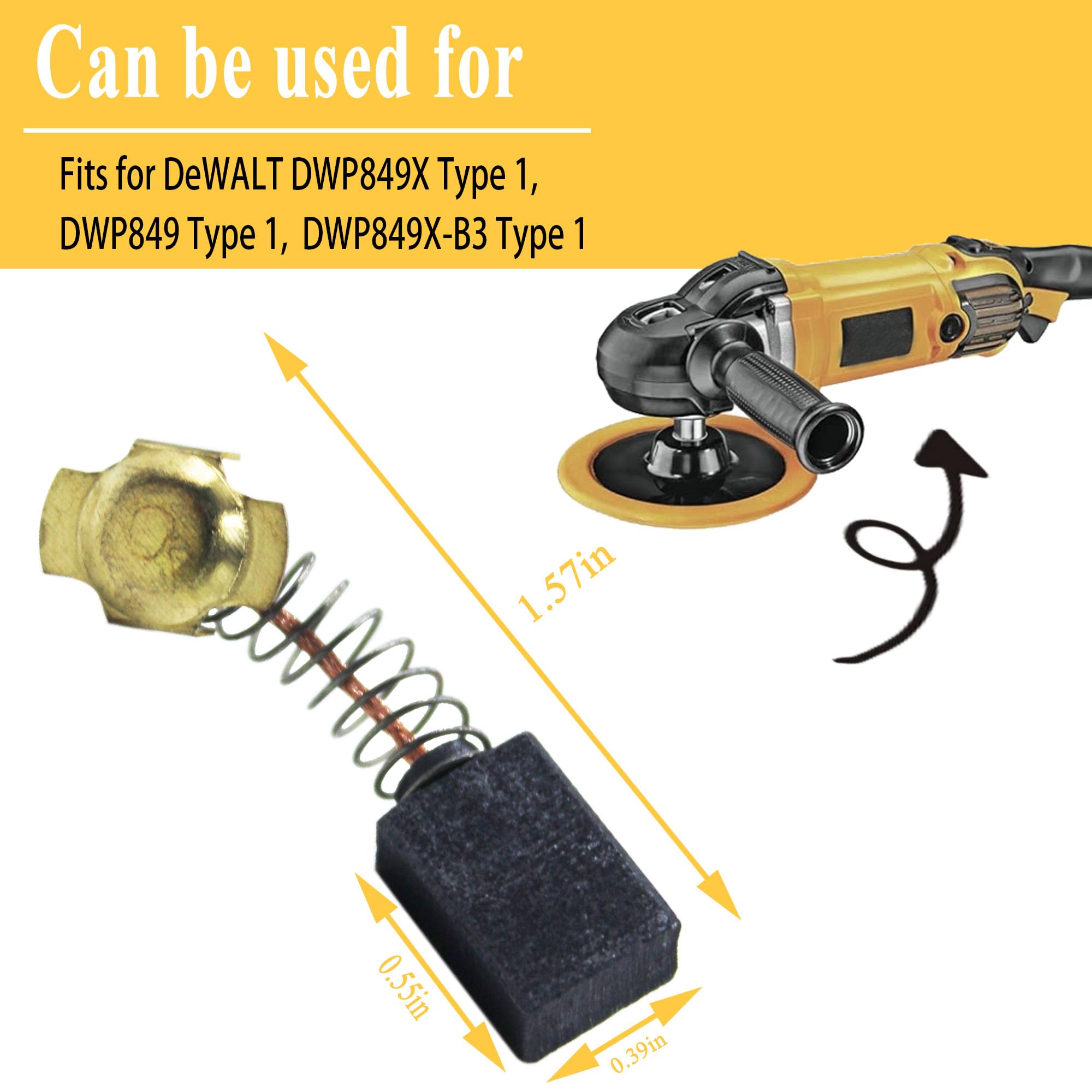 N398321 Kohlebürsten für Dewalt Polierer, passend für Dewalt DWP849X DWP849X-BR DWP849X-B3 Polierer, 4 Stück