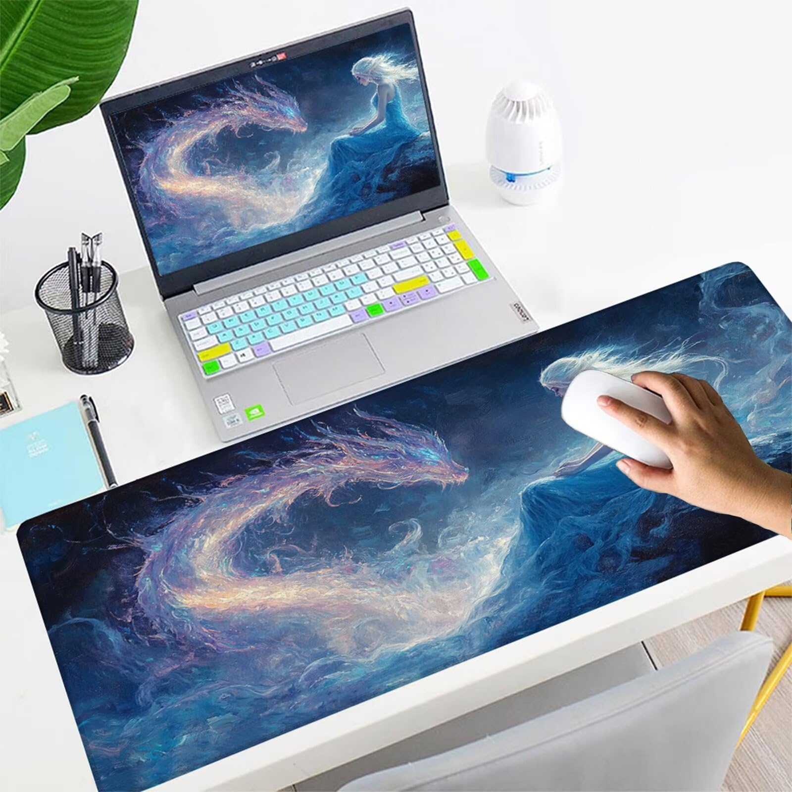 Gamingowa podkładka pod mysz XXL, 1600 x 800 mm, dla dziewczynki, z antypoślizgową gumową podstawą, szyte krawędzie, poprawia prędkość i precyzję, akcesoria dla graczy, X1-446