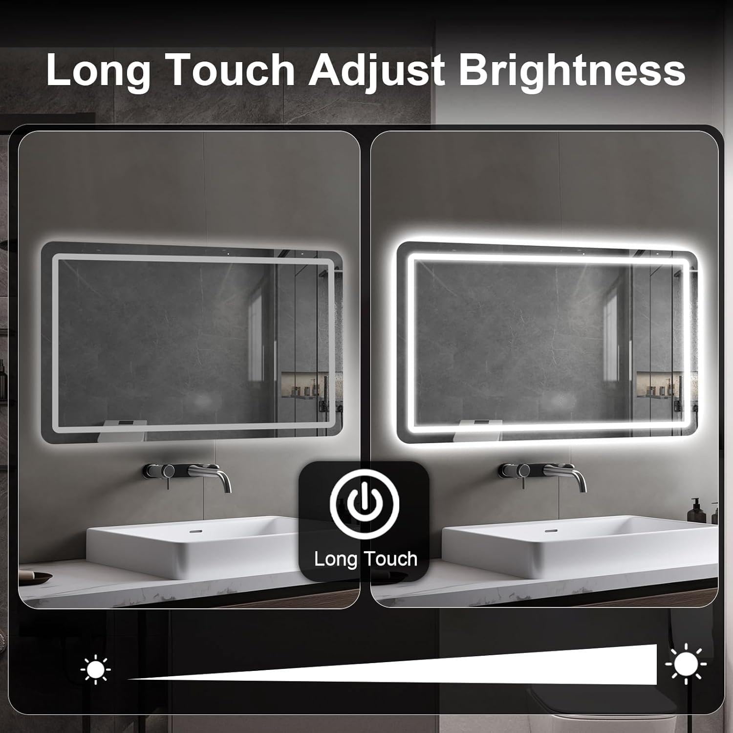24x32 LED Bathroom Mirror with Lights, 3 Color Settings, Anti-Fog ...