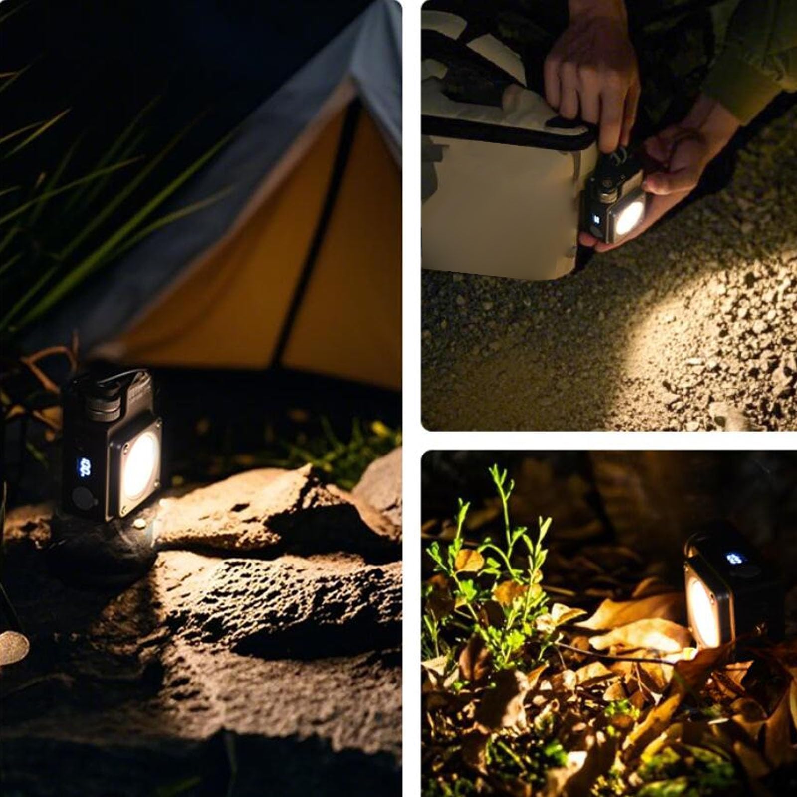 Luz LED para acampar Luz de trabajo COB magnética recargable 1500 LM Brillo ajustable Impermeable para acampar al aire libre Reparación de vehículos de emergencia Plástico ABS