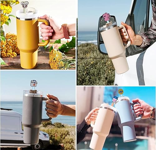 Miniatura 4 de Lindas fundas de popote de dibujos animados, punta de popote de silicona reutilizable, divertidas cubiertas de pajilla, tapones de pajilla, adornos