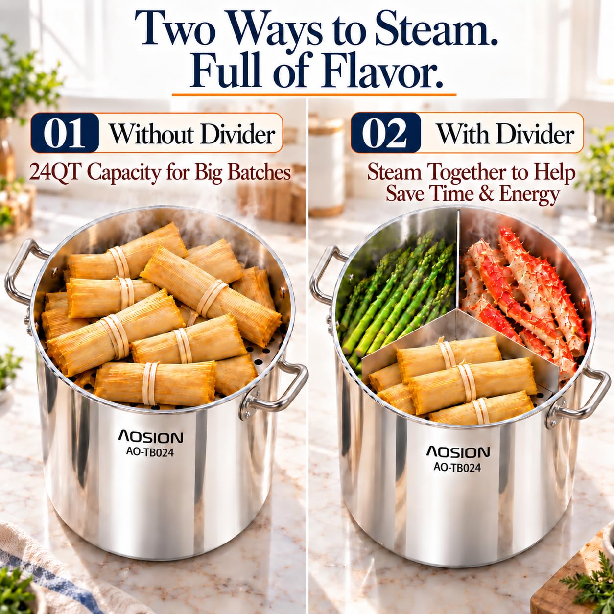 AOSION 24QT Stainless Steel Stock Pot - 6 Gallon -3