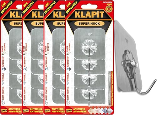 Miniatura 15 de KLAPiT Super Hook - Ganchos de pared adhesivos de alta resistencia, soporta hasta 11 libras, impermeable, sin daños, fácil de instalar en azulejos,
