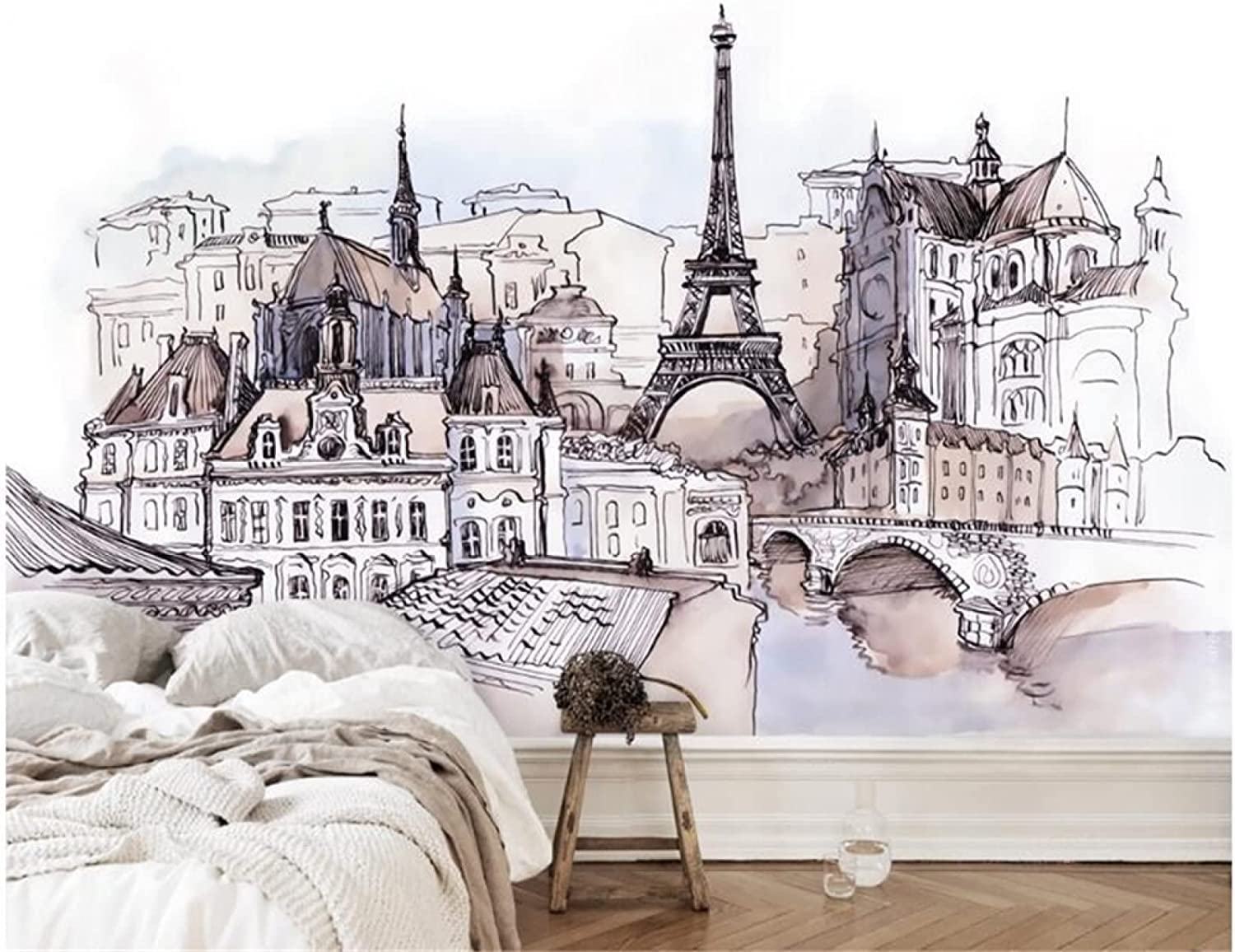 Tapete 3D Wandbild Selbstklebend Wandbilder Wohnzimmer Schlafzimmer Wanddekoration Individuell Französische Stadt 3D Tapetenkleister Wohnzimmer Die Wand Für Schlafzimmer Wandfoto 250x175 cm