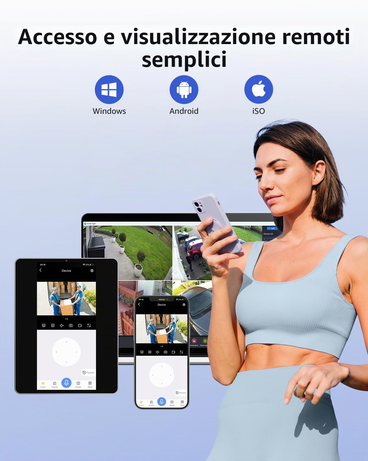 ANNKE Set di telecamere di sorveglianza esterne 3 MP, 6X telecamera IP 3 MP e NVR 4K 16 canali per registrazione 24/7 interna ed esterna, rilevamento intelligente delle persone, audio bidirezionale
