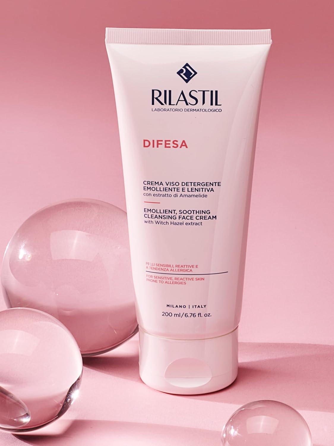 Rilastil Defense Face Cream Emollient and Soothing Cleanser, Delicate Cream Cleanser for Sensitive Skin, Pack of 200 ml