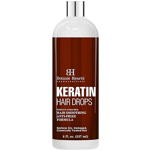Botanic Hearth Keratin - Suero para el cabello encrespado y dañado con proteína de queratina y aceite de oliva fortalece y protege todo tipo de