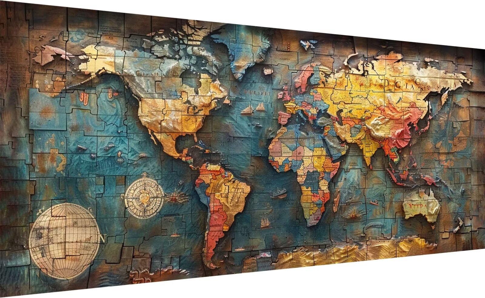 110 x 50cm Groß Diamond Painting XXL, DIY 5D Weltkarte Diamant Painting Set für Erwachsene, Diamant Painting Bilder Farbe Kunst Cross Stickerei Malerei, Diamond Painting für Deko Wohnzimmer F_0
