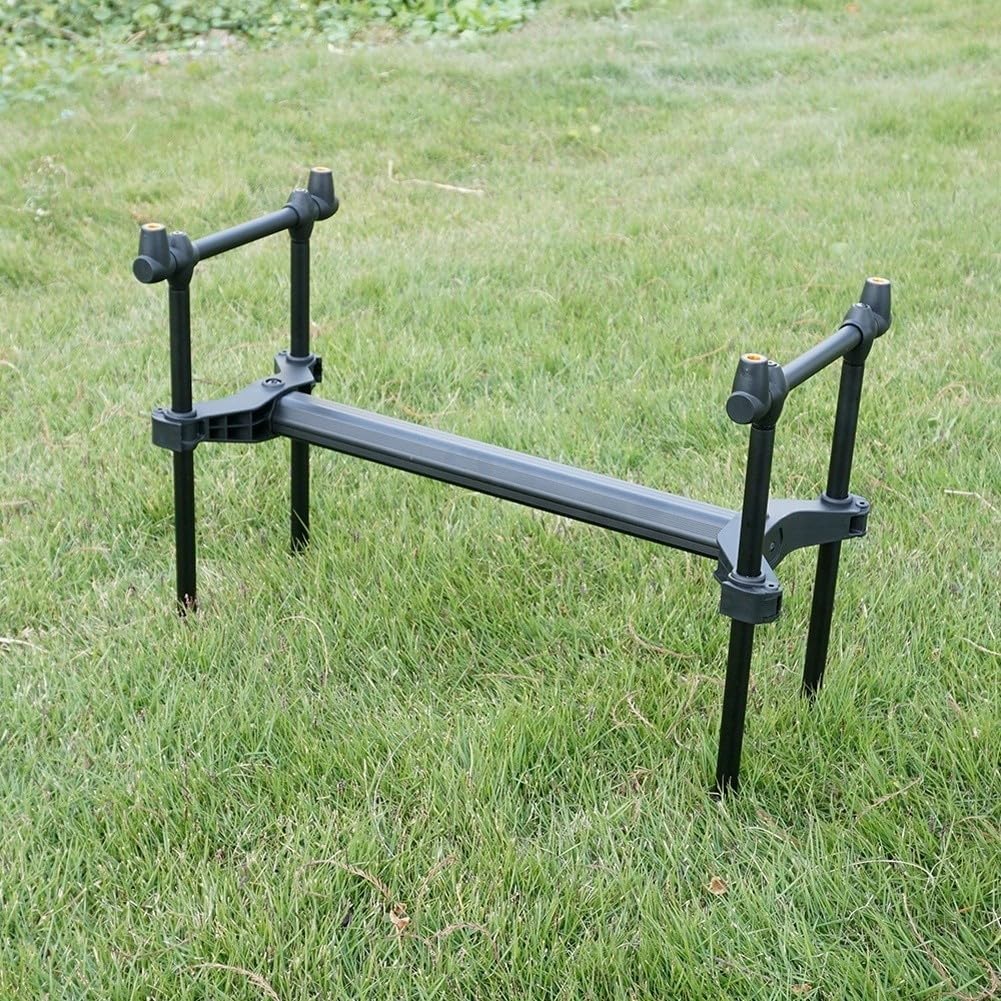 Stojak teleskopowy ze stopu aluminium, stojak na 2 wędki do wędkarstwa karpiowego, z torbą do przechowywania, 53 cm