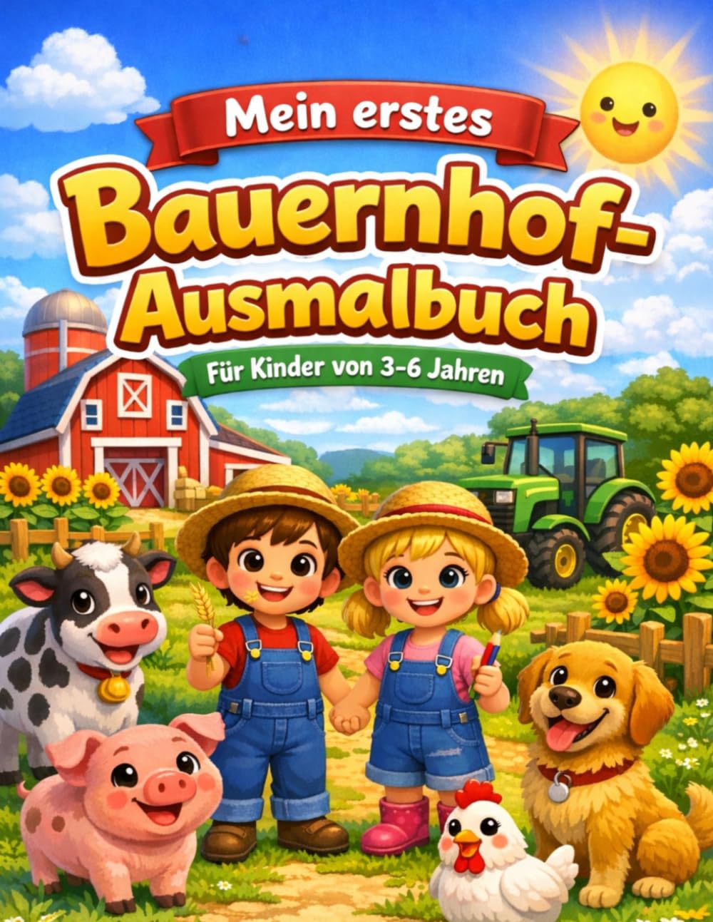 Mein erstes Bauernhof-Ausmalbuch: 30 süße Tiere und Bauernhof-Motive zum Ausmalen | Malbuch für Kinder ab 3 Jahren | Große Motive, einseitiger Druck (Mein erstes Ausmalbuch)