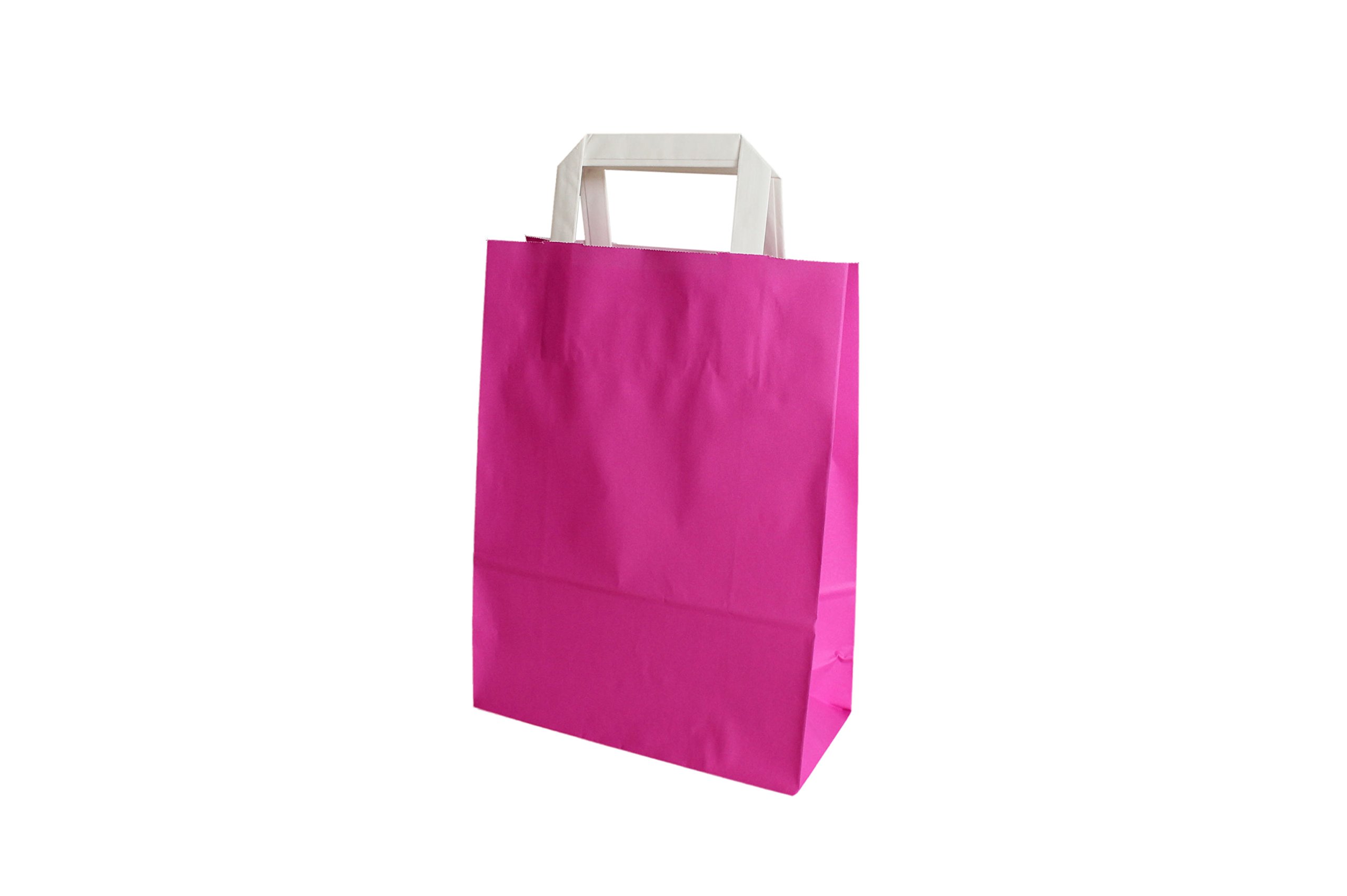 Papierowe torby z płaskimi uchwytami 22 + 10 x 29 cm (100 sztuk, różowe)