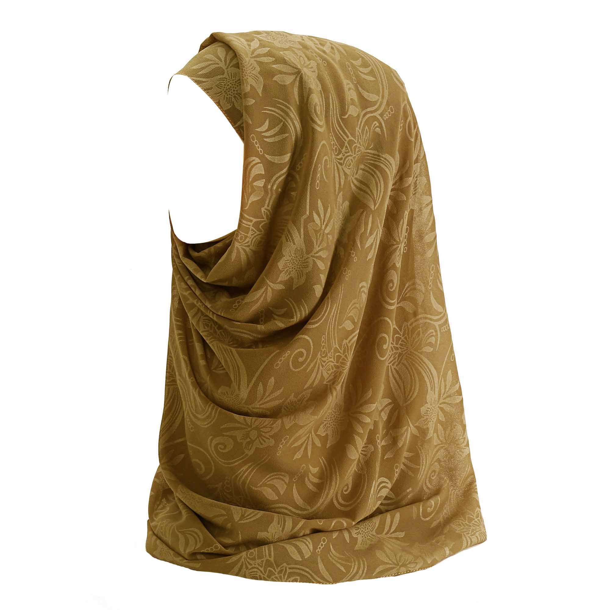 Lina & Lily Floral Print Chiffon Muslim Hijab Scarf (Camel)