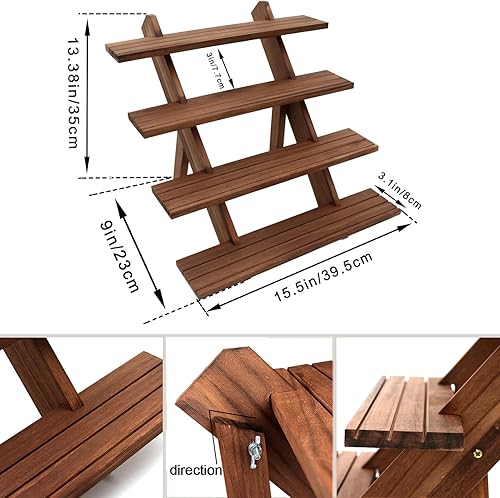 Miniatura 2 de Auroal 51 soportes de exhibición de aretes de madera de 4 niveles, aretes elevadores de exhibición al por menor, soporte de soporte para anillos,
