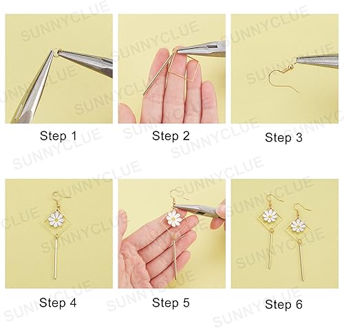 Miniatura 4 de SUNNYCLUE 1 caja de bricolaje 10 pares de dijes de margaritas para el día de Acción de Gracias, kit de iniciación de esmalte blanco, abalorios de