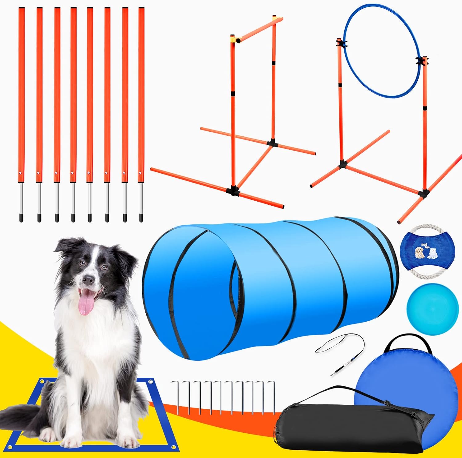 Dog Agility Equipments Set Obstacle Course For Dogs Training Starter Kit 絶品