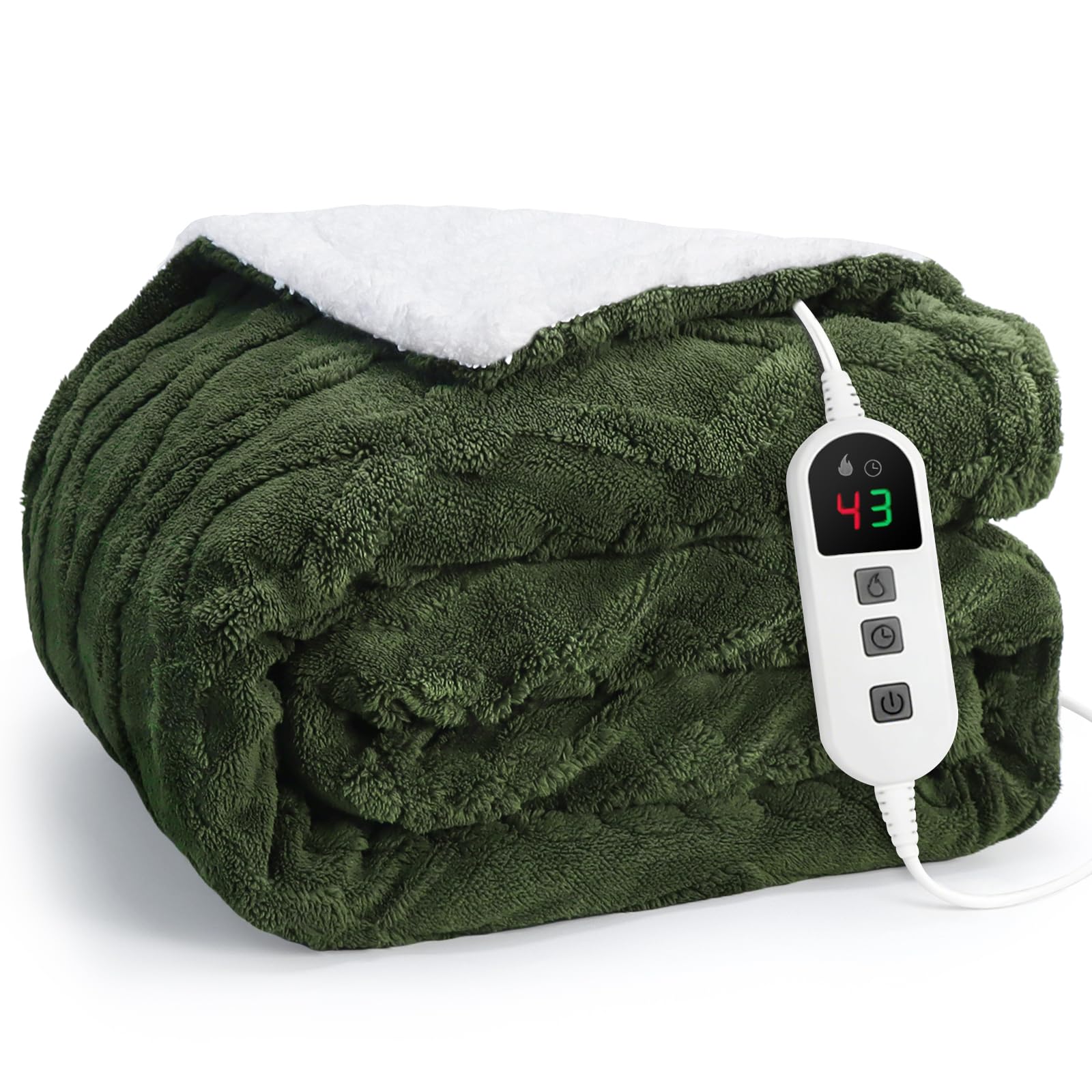 Electric Blanket Green 160x130CM, Electric Throw Blanket, Machine Washable