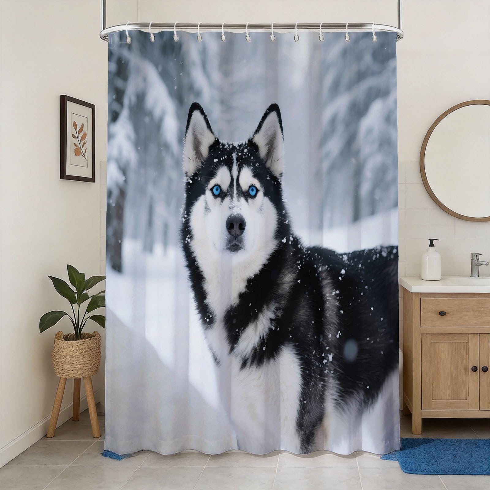 Rideau de douche 200x200 anti-moisissure en polyester 3D