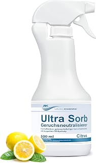 ULTRA SORB Citrus Geruchskiller - Geruchsneutralisierer für Extremfälle - Geruchsentferner absorbiert hartnäckige Gerüche - Geruchsvernichter direkt anwendungsbereit - AK VARIOCHEMIE, Made in Germany
