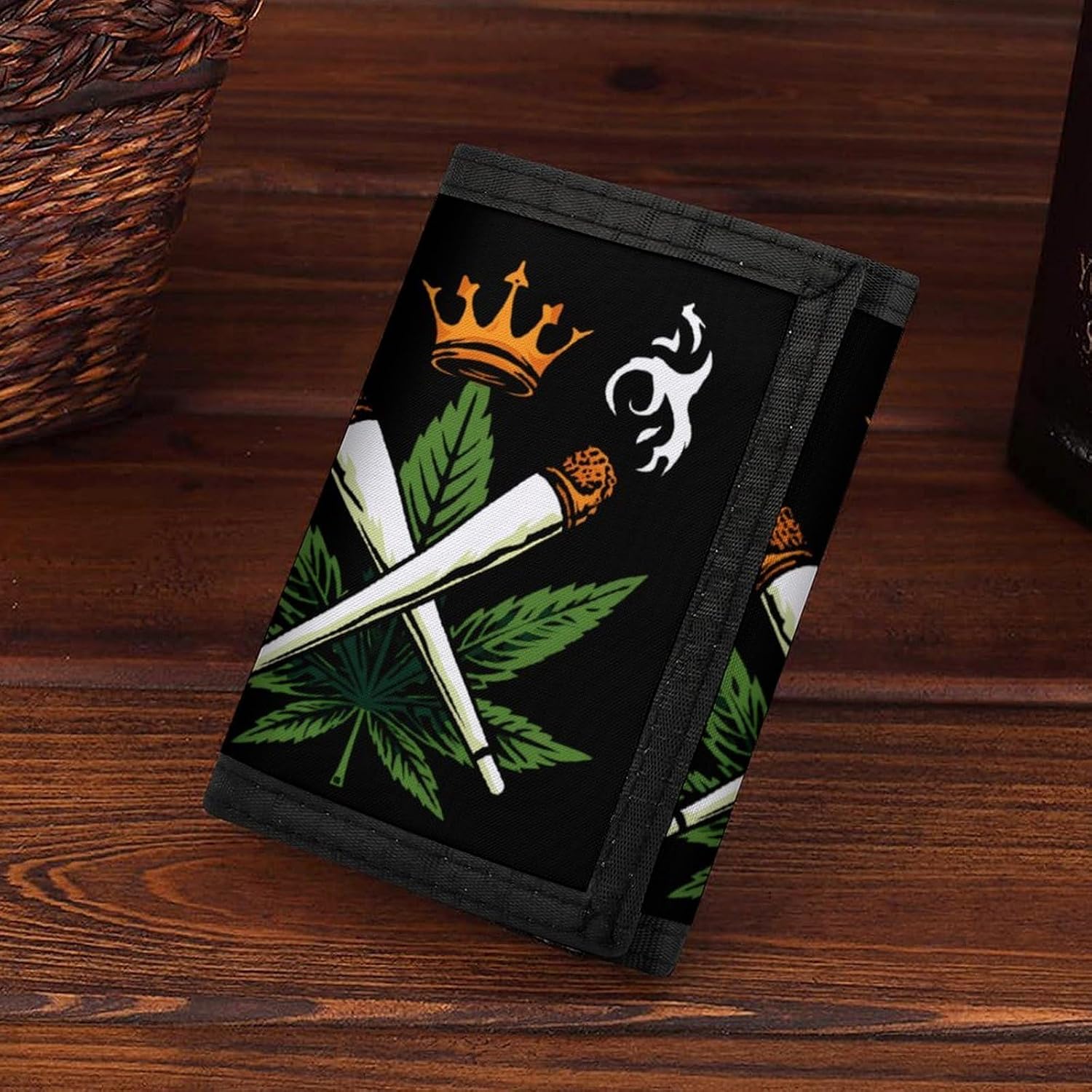 Weed1 with King Trifold Slim Wallet Front Pocket With Money Clip And ID Credit Card Slots For Travel Work