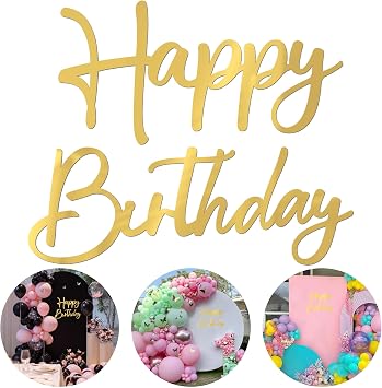 Wokceer Happy Birthday Sign for Backdrop Arch Decorations Large Gold Happy Birthday Sign Letters Birthday Banner for Birthday Party Baby Shower Photography Background Decor