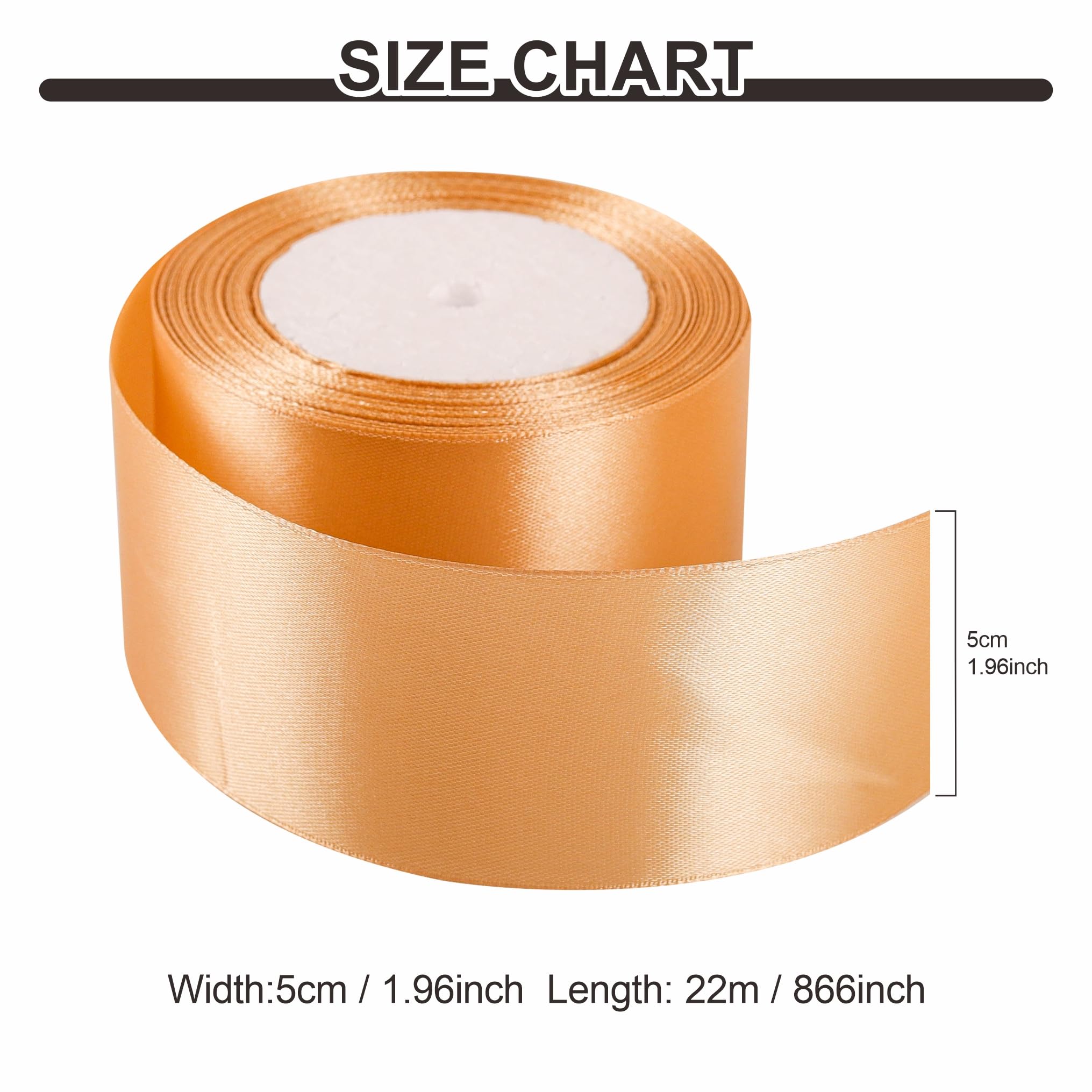 50mm Gold Ribbon for Gift Wrapping 22M,Gold Satin Ribbons Fabric 50mm Thick for Crafting Hair Bow Christmas Polyester Ribbon Cake Wedding Party Balloon Car Ribbons Decoration - Image 3