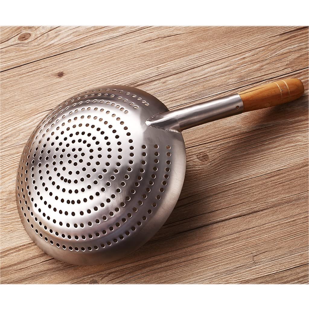 Espumadera Espumadera de cocina, colador de acero inoxidable for cocina, colador con mango de madera, colador grande de grado comercial for restaurantes de hoteles familiares (10,2 pulgadas) Espumader
