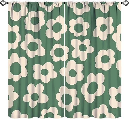 Miniatura 17 de Cortinas de flores rosas de los años 70, retro abstracto, bohemio, rosa, naranja, espiral, ondas, margaritas, estampado floral, cortinas opacas para