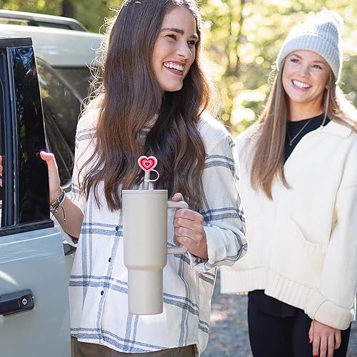 Miniatura 3 de Juego de 8 fundas de paja con diseño de corazón Stanley de 0.394 in (0.394 in), bonitas puntas de paja de silicona, para el día de San Valentín,