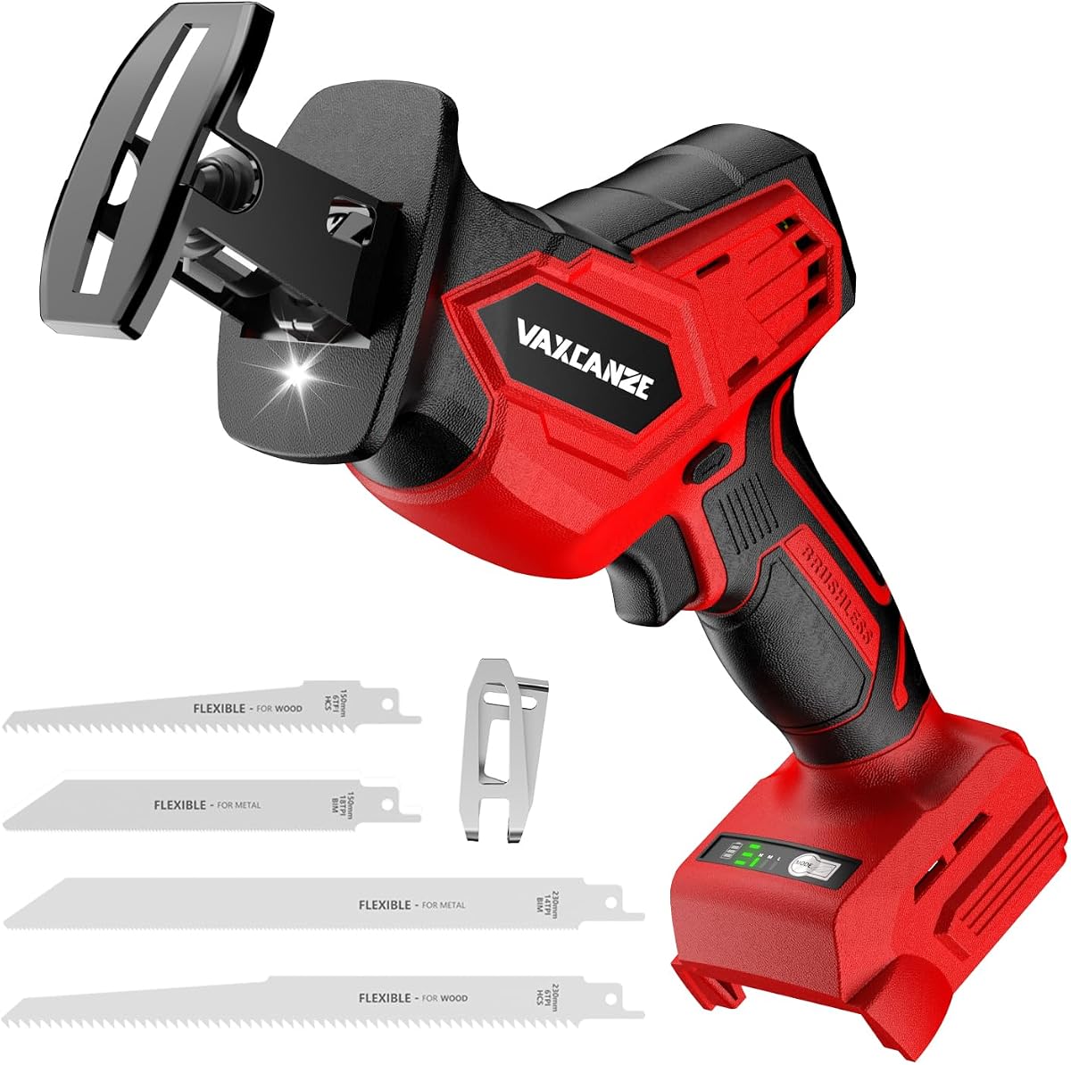 Cordless Reciprocating Saw for Milwaukee Battery, 3 Variable Speed 0-3500 Brushless Motor, Tool-free Blade Change, 4 Saw Blade Potable Recipro kit for Wood/Metal/PVC Cuts - Tool Only