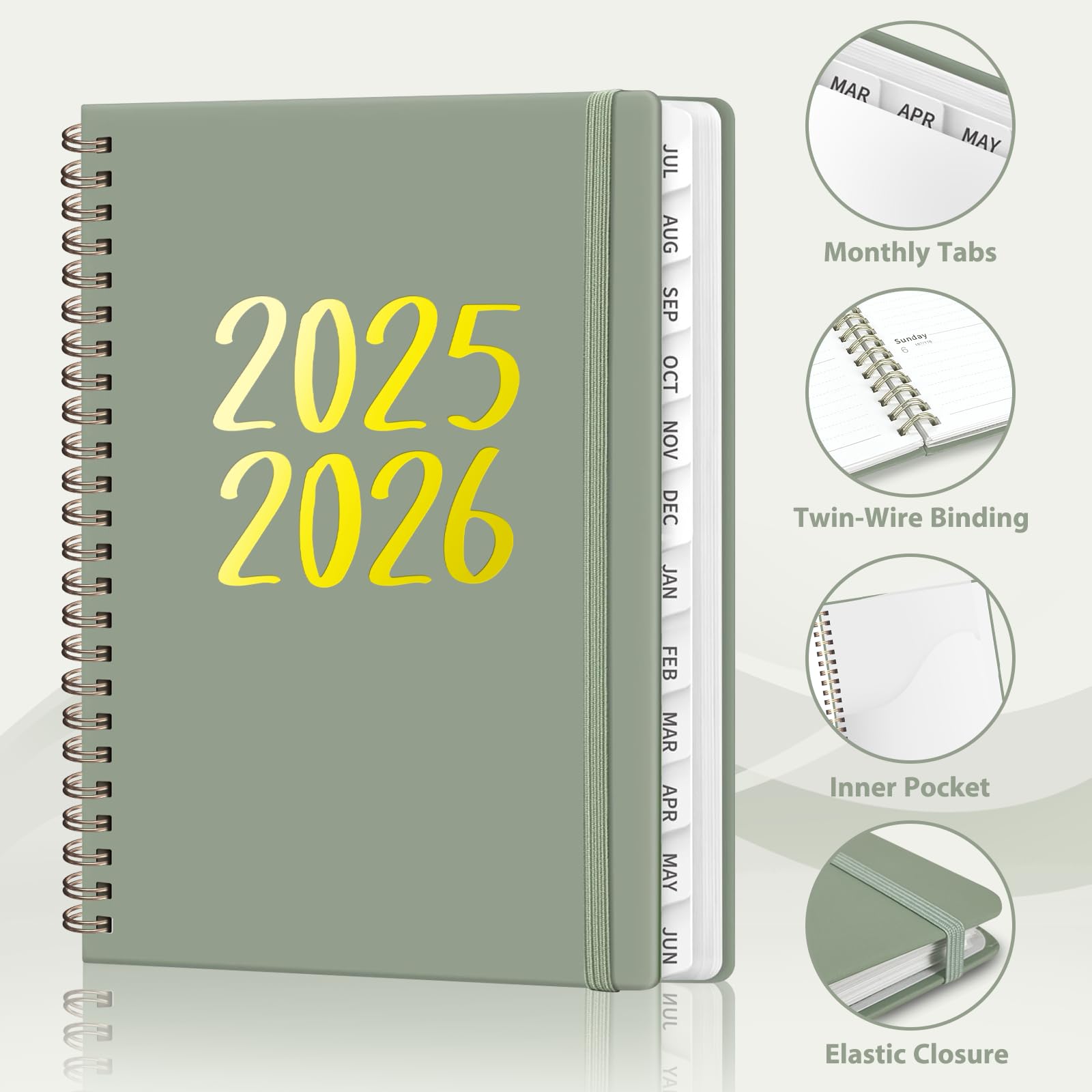 Academic Planner 2025-2026 - Monthly & Weekly Calendar From Jul 2025 To Jun 2026 - A5 Size, Teacher Planner - GREEN - View #9